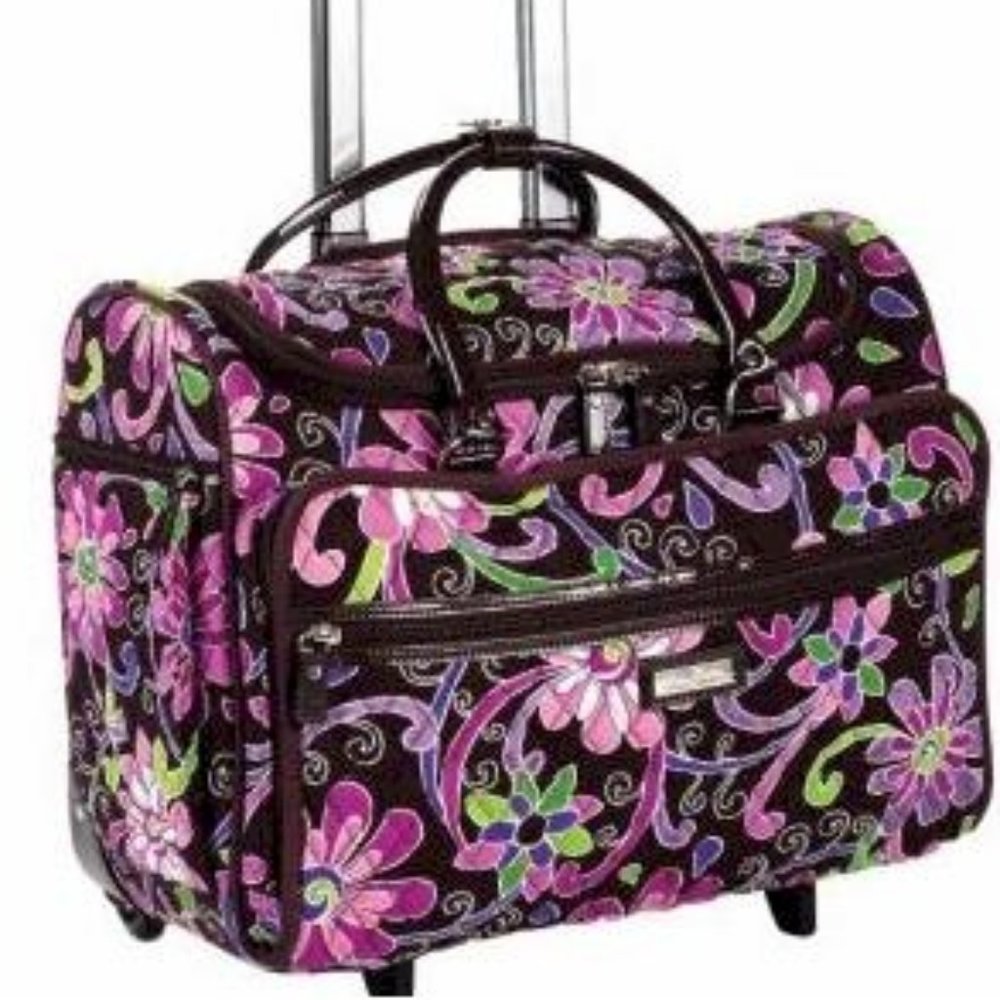 Vera Bradley Purple Punch Rolling Tote Luggage
